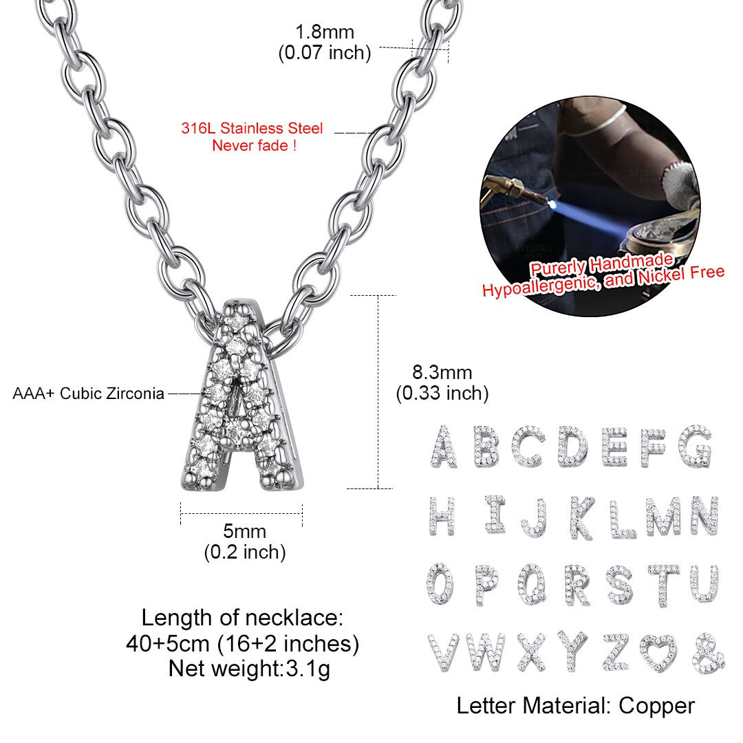 Cubic Zirconia Initial Necklace: Dimension, Durable, Solid