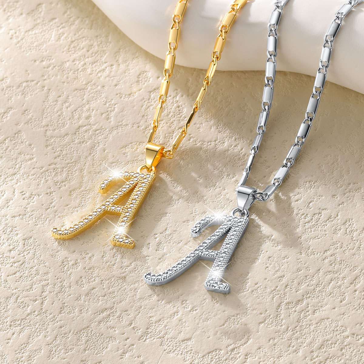 Cubic Zirconia Initial Necklace in different color