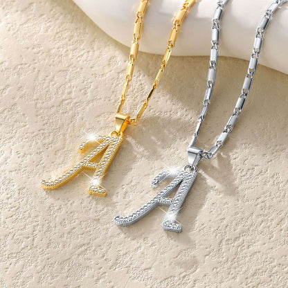 Cubic Zirconia Initial Necklace in different color