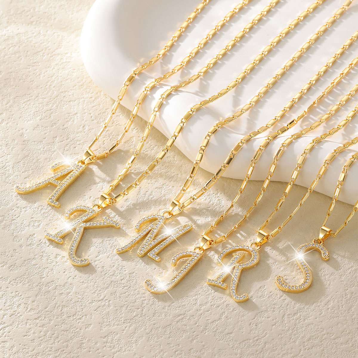 Cubic Zirconia Initial Necklace with different initial