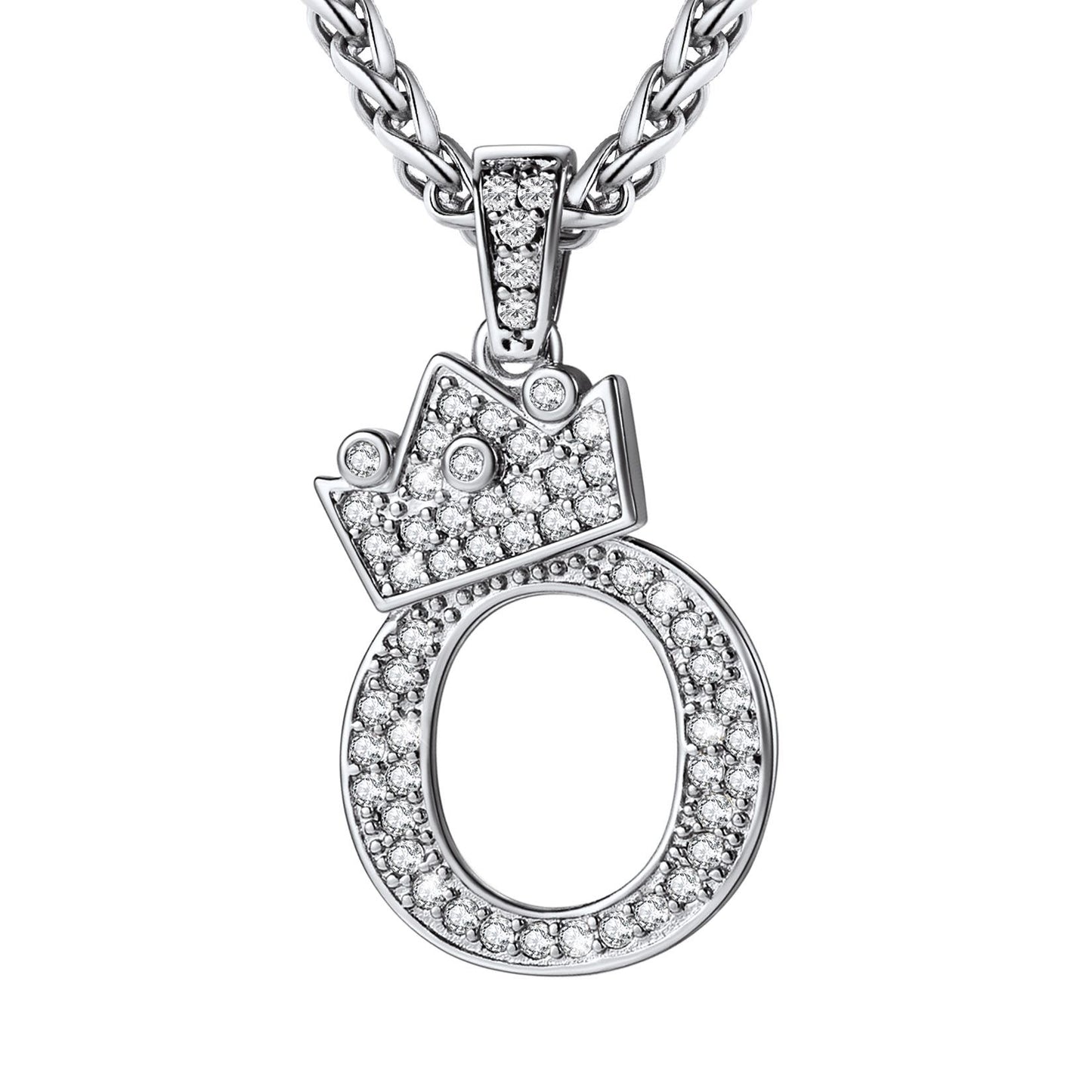 Cubic Zirconia Initial O Necklace Steel