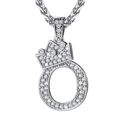 Cubic Zirconia Initial O Necklace Steel