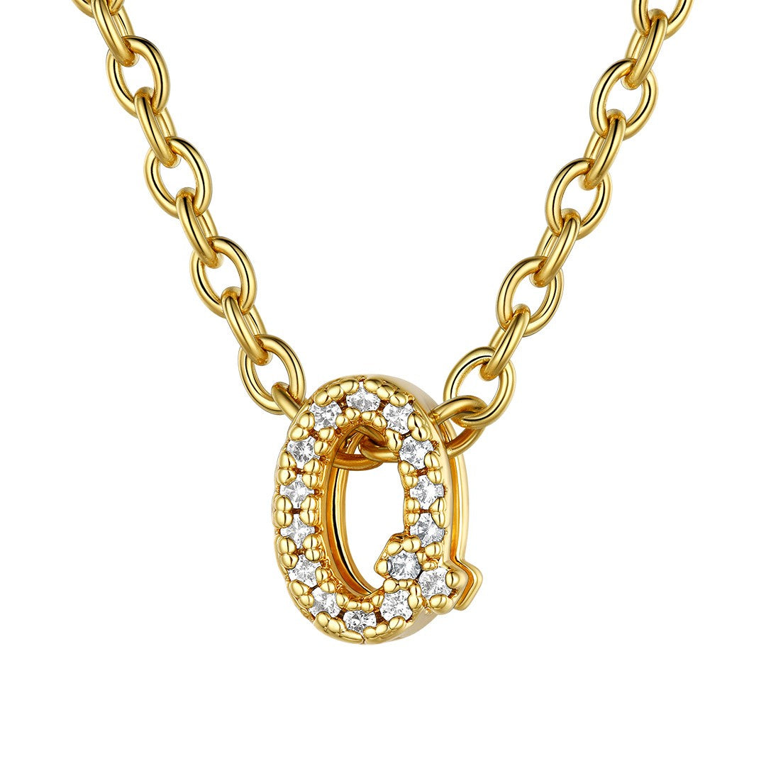 Cubic Zirconia Initial Q Necklace Gold Plated