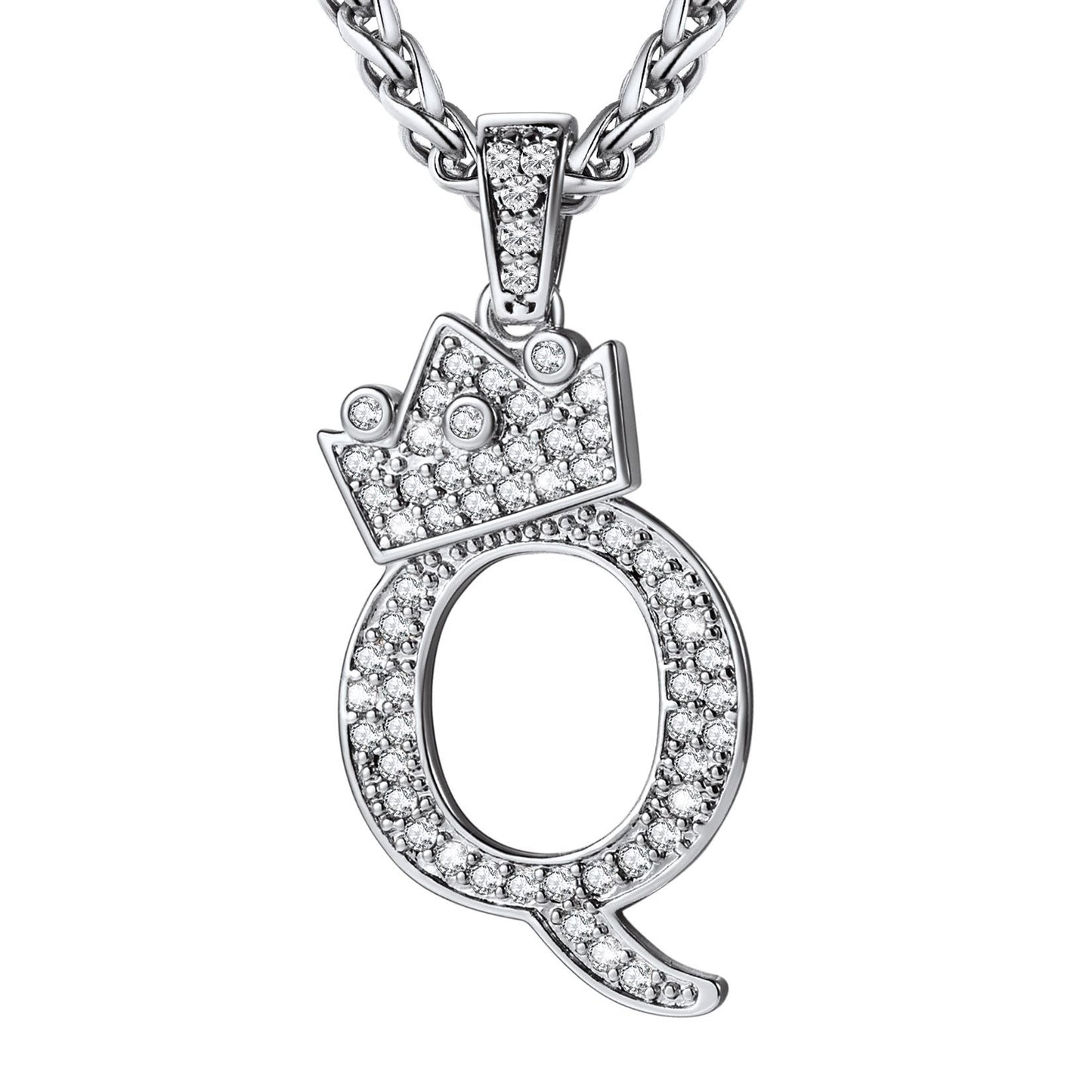 Cubic Zirconia Initial Q Necklace Steel