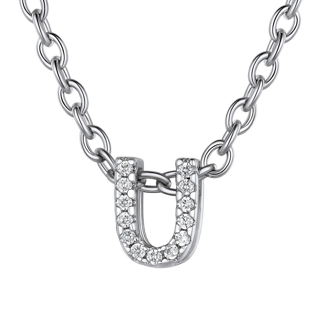 Cubic Zirconia Initial U Necklace Flash sale