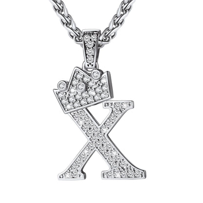 Cubic Zirconia Initial X Necklace Steel