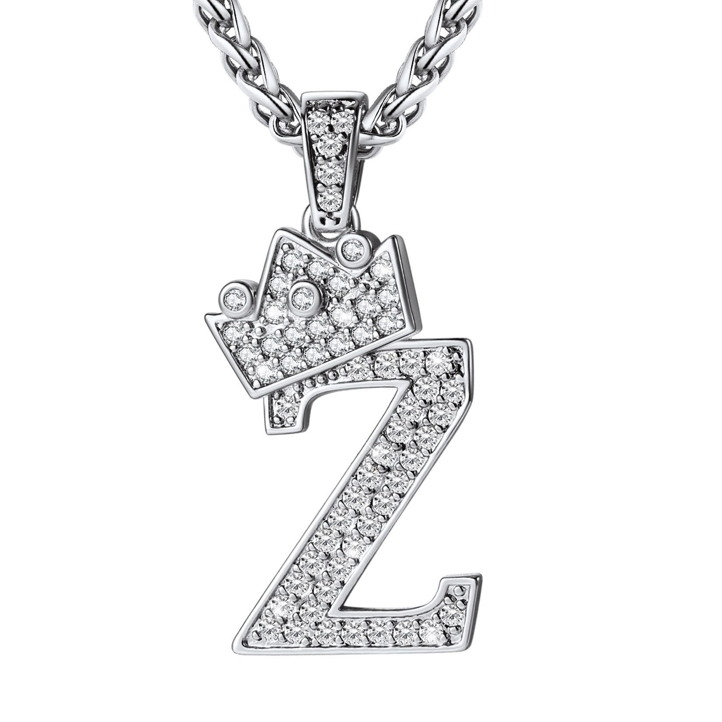 Cubic Zirconia Initial Z Necklace Steel