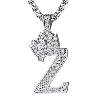 Cubic Zirconia Initial Z Necklace Steel