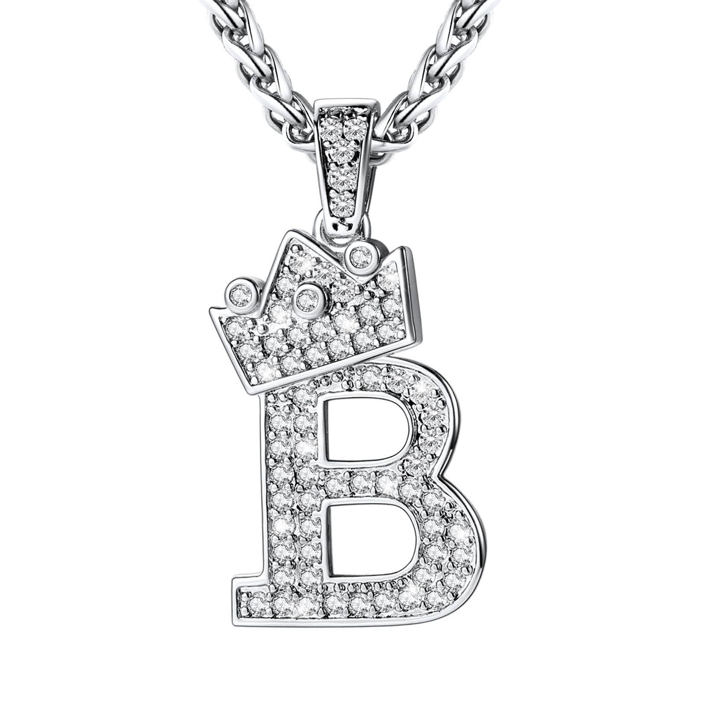 Cubic Zirconia Initial b Necklace Steel