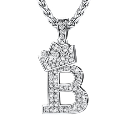 Cubic Zirconia Initial b Necklace Steel