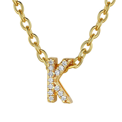 Cubic Zirconia Initial k Necklace Gold Plated