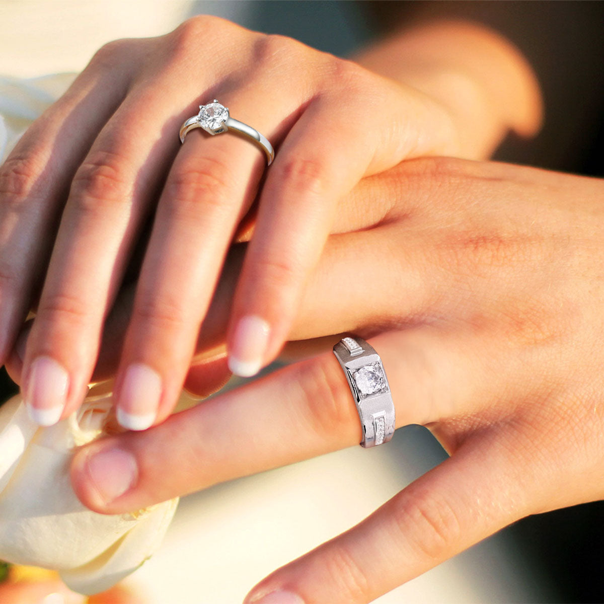 Cubic Zirconia Promise Rings for Couple