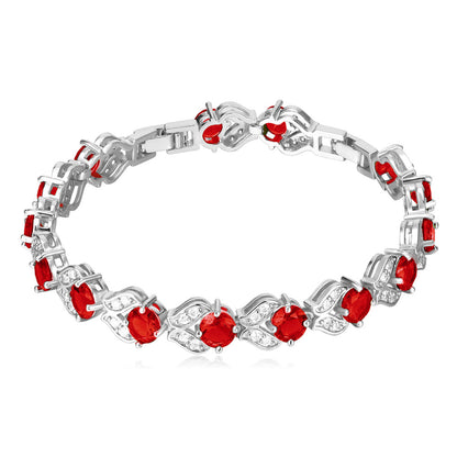 Cubic Zirconia Red Gemstone Tennis Bracelets