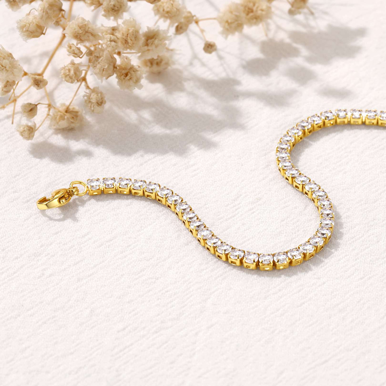 Cubic Zirconia Tennis Bracelet Gold Plated