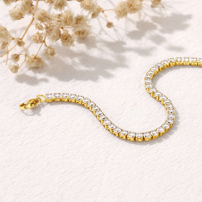 Cubic Zirconia Tennis Bracelet Gold Plated