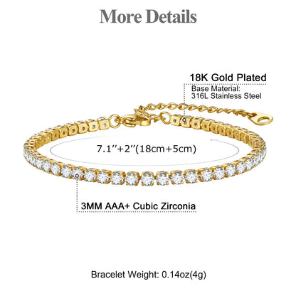 Cubic Zirconia Tennis Bracelet Gold Plated Detail