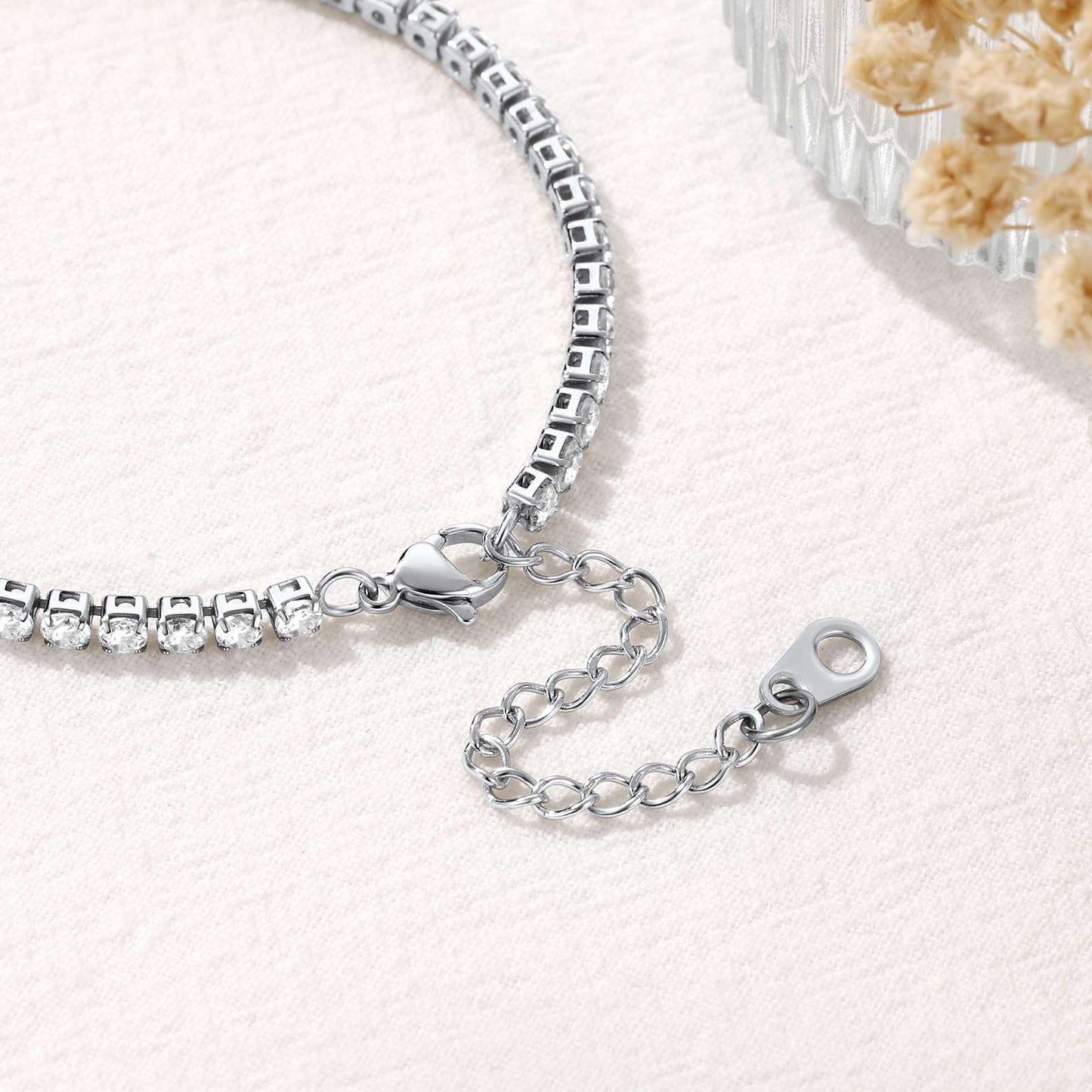 Cubic Zirconia Tennis Bracelet Stainless Steel