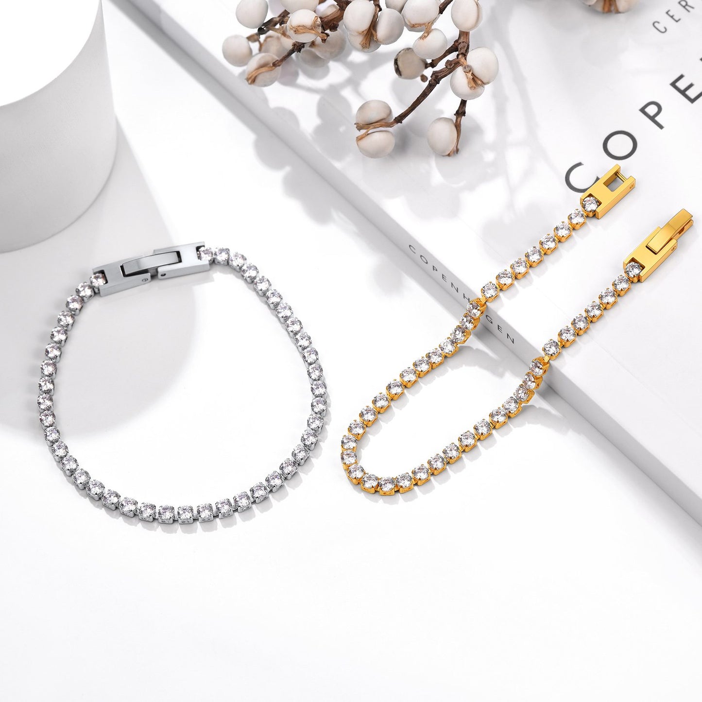 Cubic Zirconia Tennis Bracelet in different Metal color