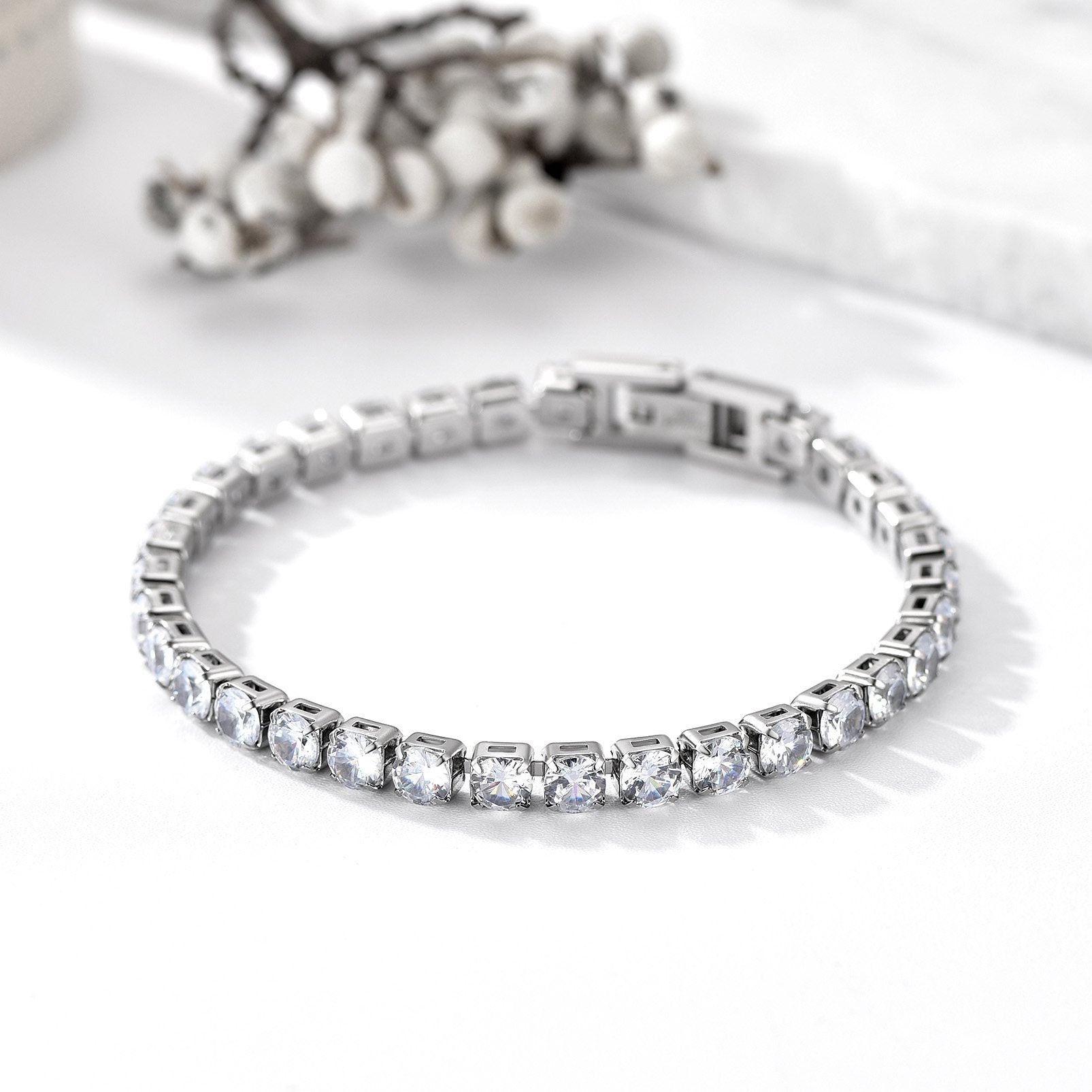 Cubic Zirconia Tennis Bracelet in different Steel Plated