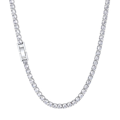 Cubic Zirconia Tennis Necklace for Men Women
