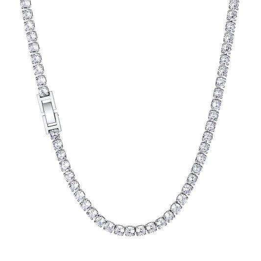 Cubic Zirconia Tennis Necklace for Men Women