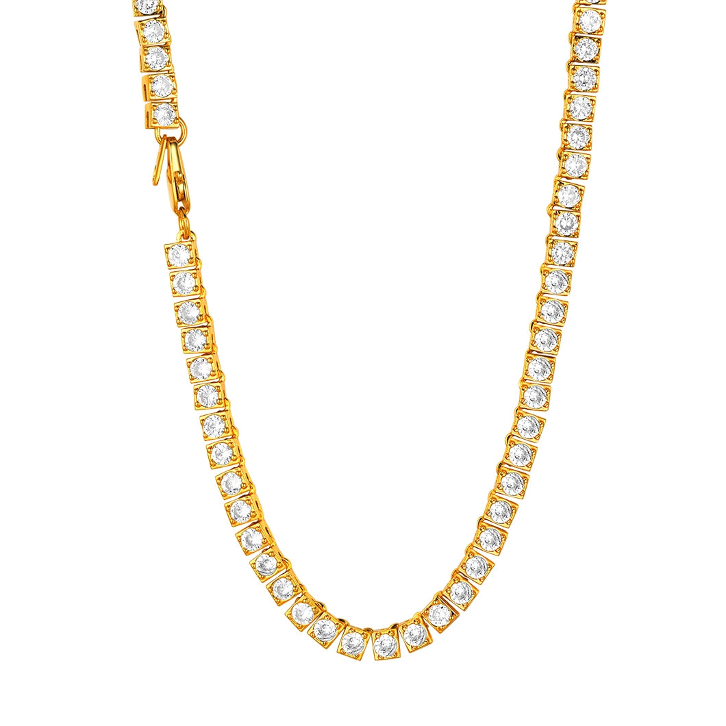  Cubic Zirconia Tennis Necklace in Gold Plated
