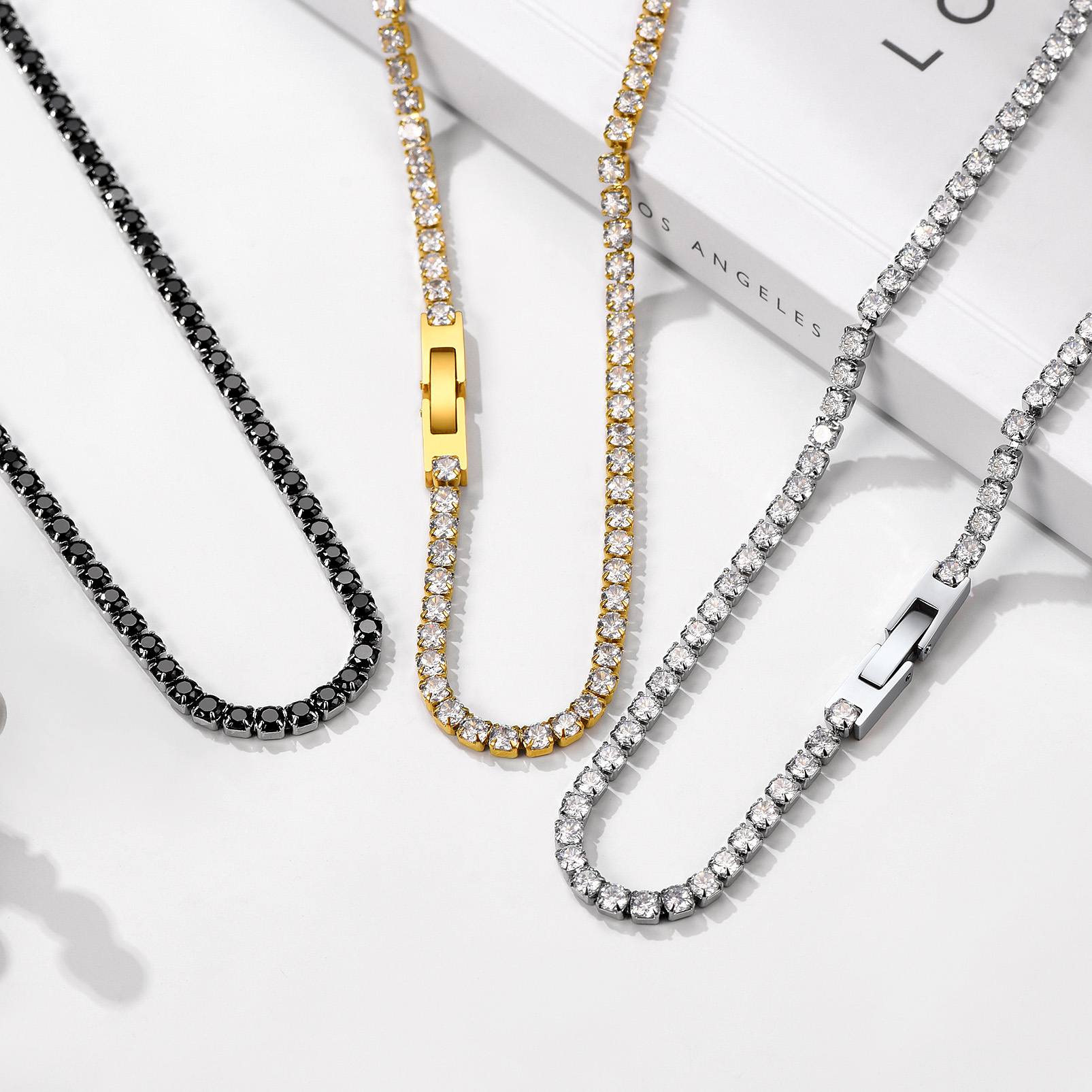 Cubic Zirconia Tennis Necklace in different color