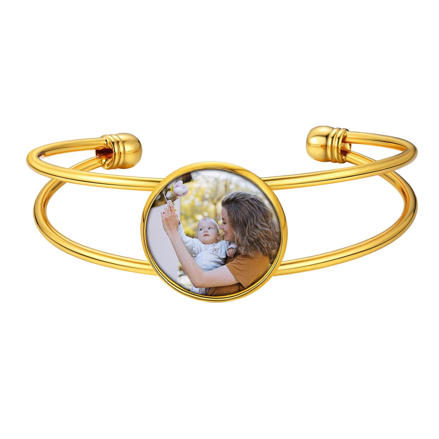 Cuff Bracelet With Photo Gold