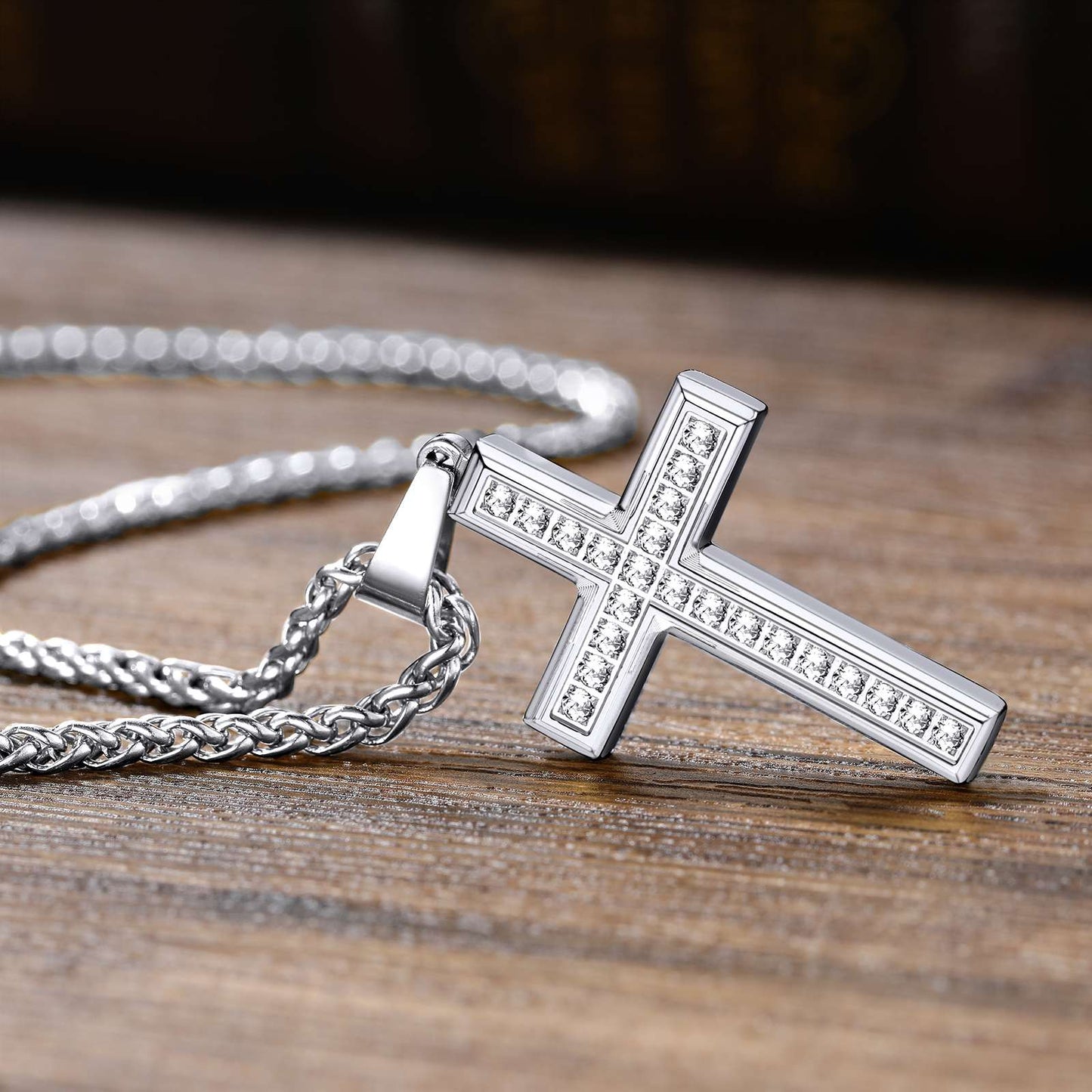 Cusotm Cubic Zirconia Cross Necklace 