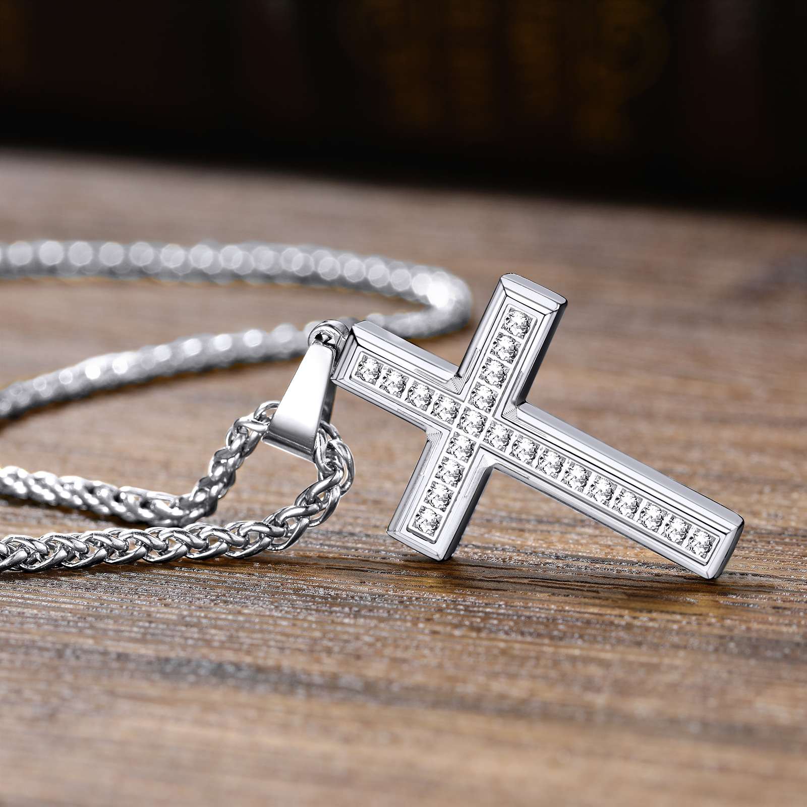 Cusotm Cubic Zirconia Cross Necklace 