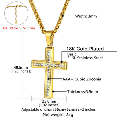 Cusotm Cubic Zirconia Cross Necklace Dimension, Durable