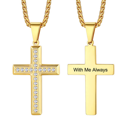 Cusotm Cubic Zirconia Cross Necklace Gold Plated