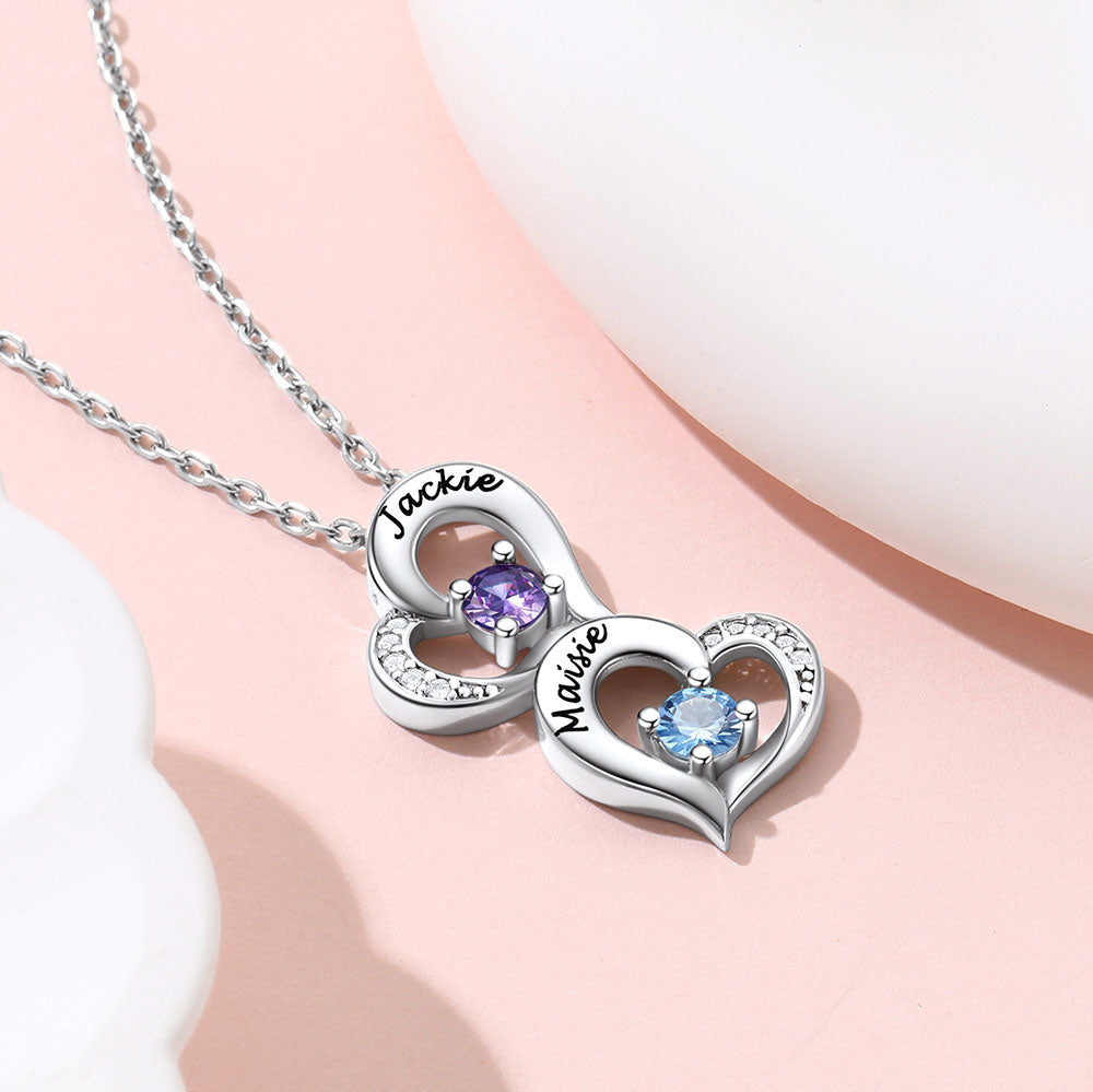 Custom Heart Birthstone Necklace