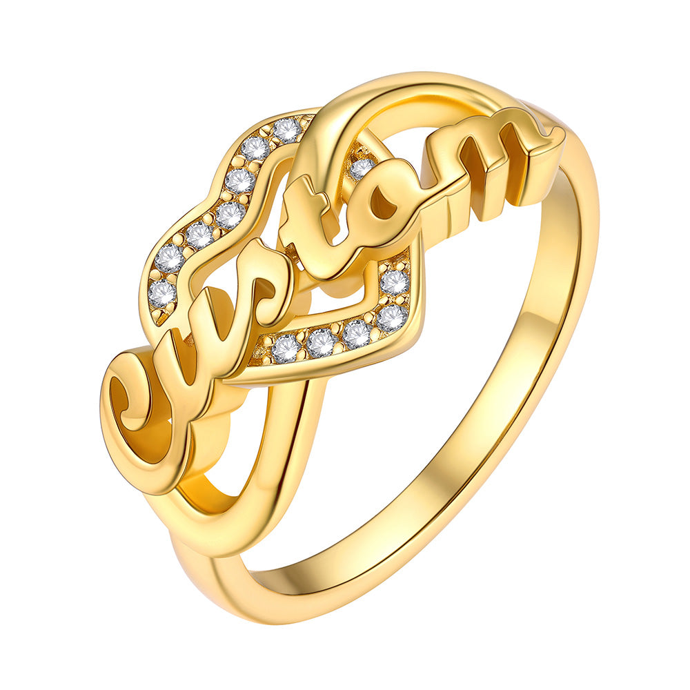 Custom Name Infinity Heart Promise Ring With Cubic Zirconia