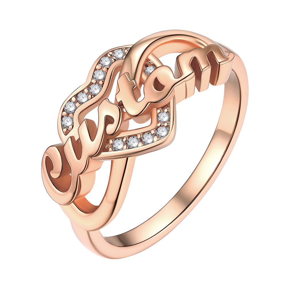 Custom Name Infinity Heart Promise Ring With Cubic Zirconia