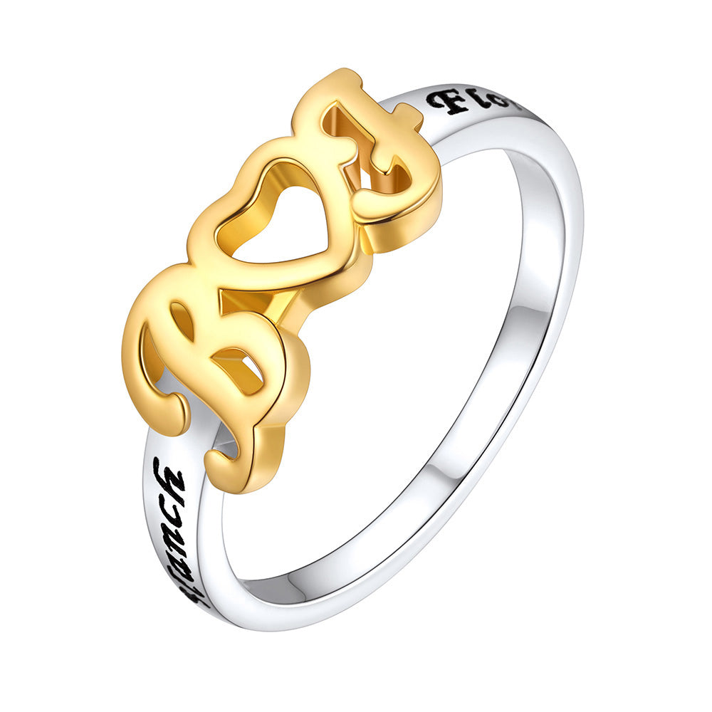 Custom Engraving Initial Heart Rings for Women