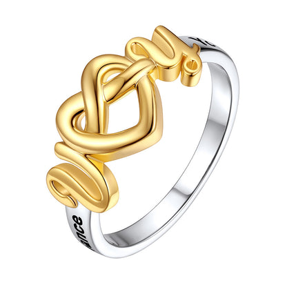 Custom Initial Heart Love Knot Promise Ring for Women