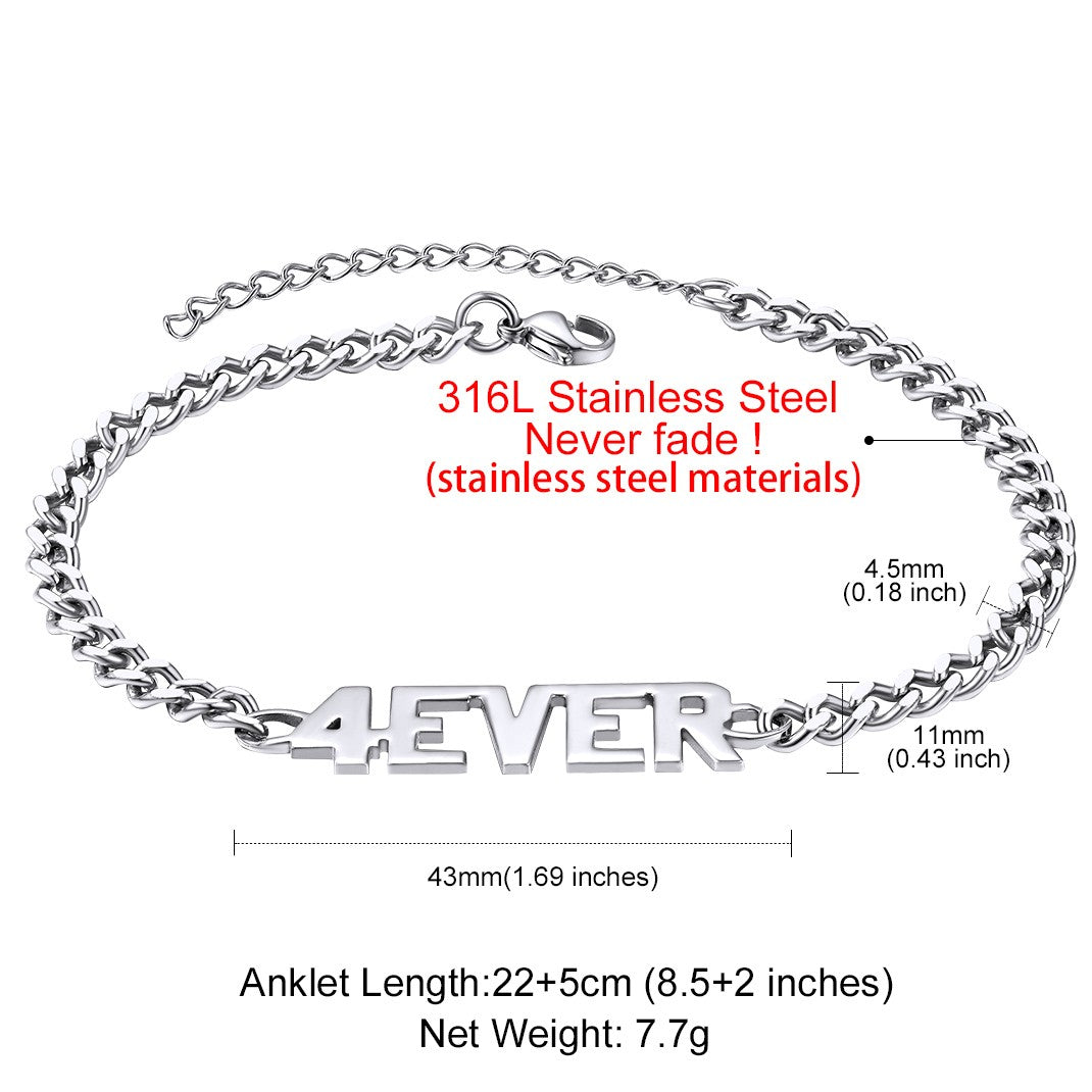  Custom Name Ankle Bracelet silver