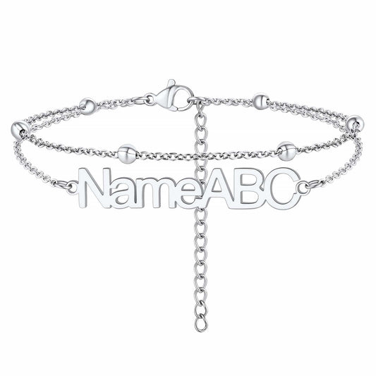 Custom Name Chain Ankle Bracelets for Women
