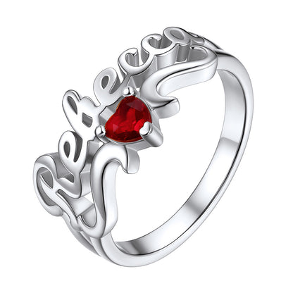 Custom Nameplate Birthstone Rings for Women