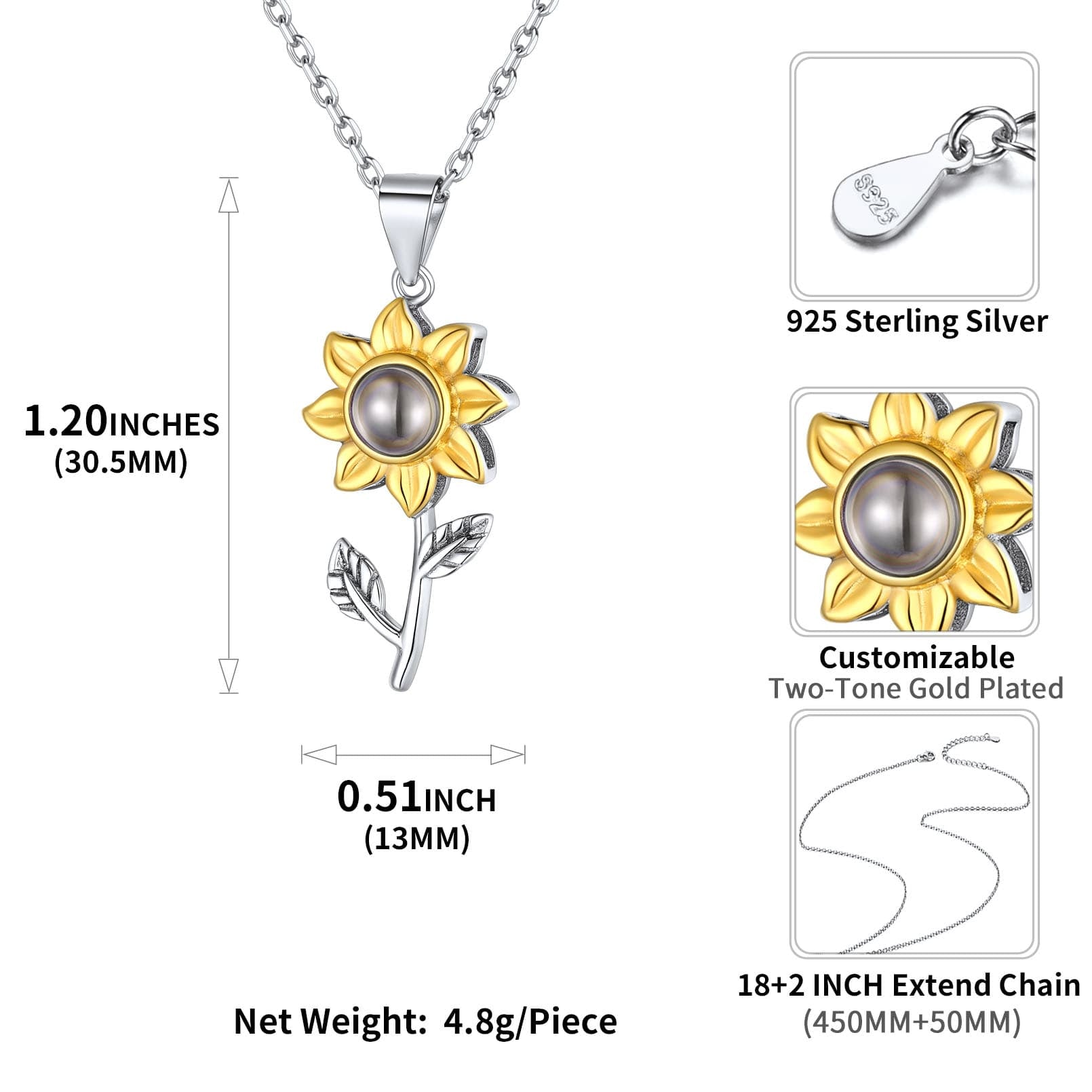 14k Yellow Gold 18mm Yellow Enameled Sunflower Necklace - The Black Bow  Jewelry Company