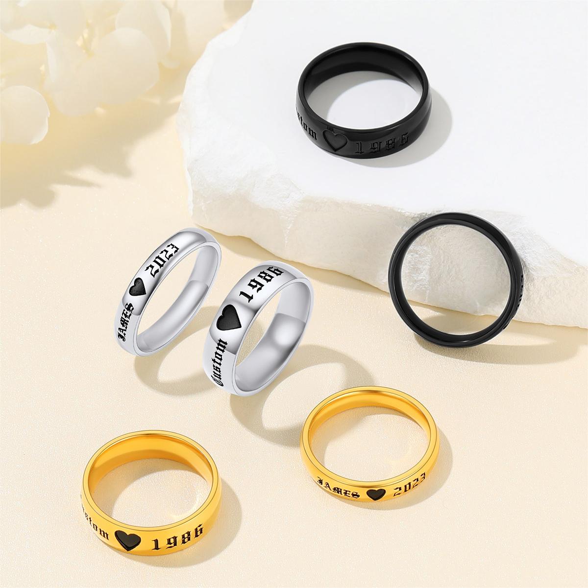 Diamondido Personalized Name Rings 2 Simulated Birthstones Promise Rings  for Women Couple Engagement Rings Band (5) | Amazon.com