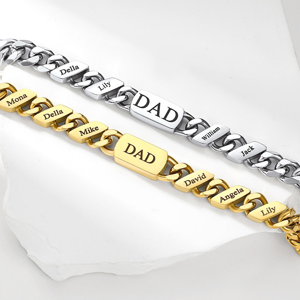 Custom 1-10 Multi Names Cuban Chain Bracelet in different color