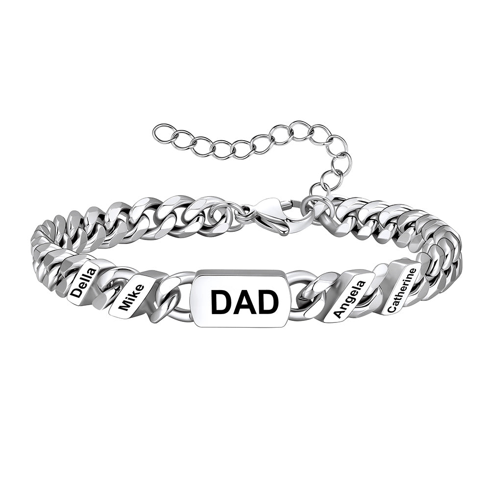 Custom 1-10 Names Beads Cuban Chain Bracelet