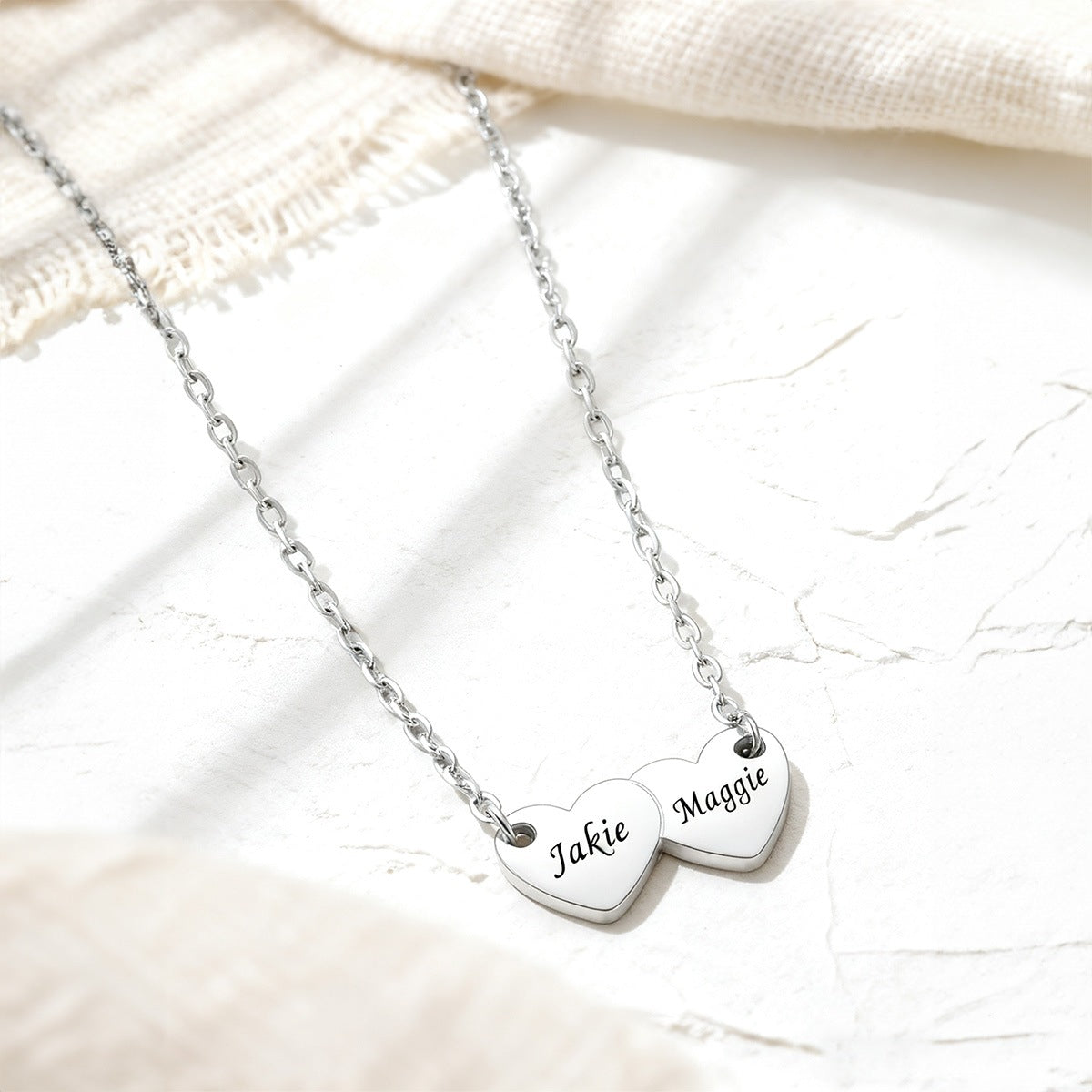 Custom 1-5 Hearts Name Necklace 