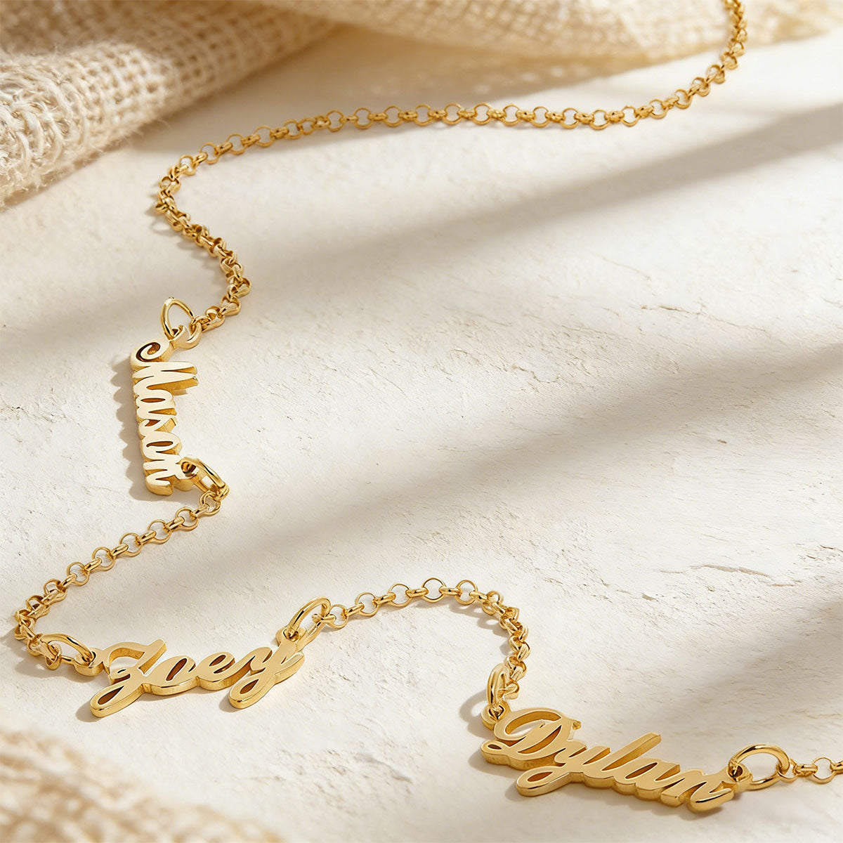 Custom 1-5 Multiple Name Choker Necklace Detail in Gold Plated