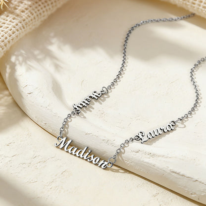 Custom 1-5 Multiple Name Choker Necklace Detail in Steel