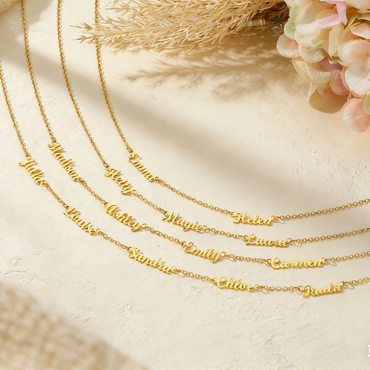 Custom 1-5 Multiple Name Choker Necklace in Gold Plated