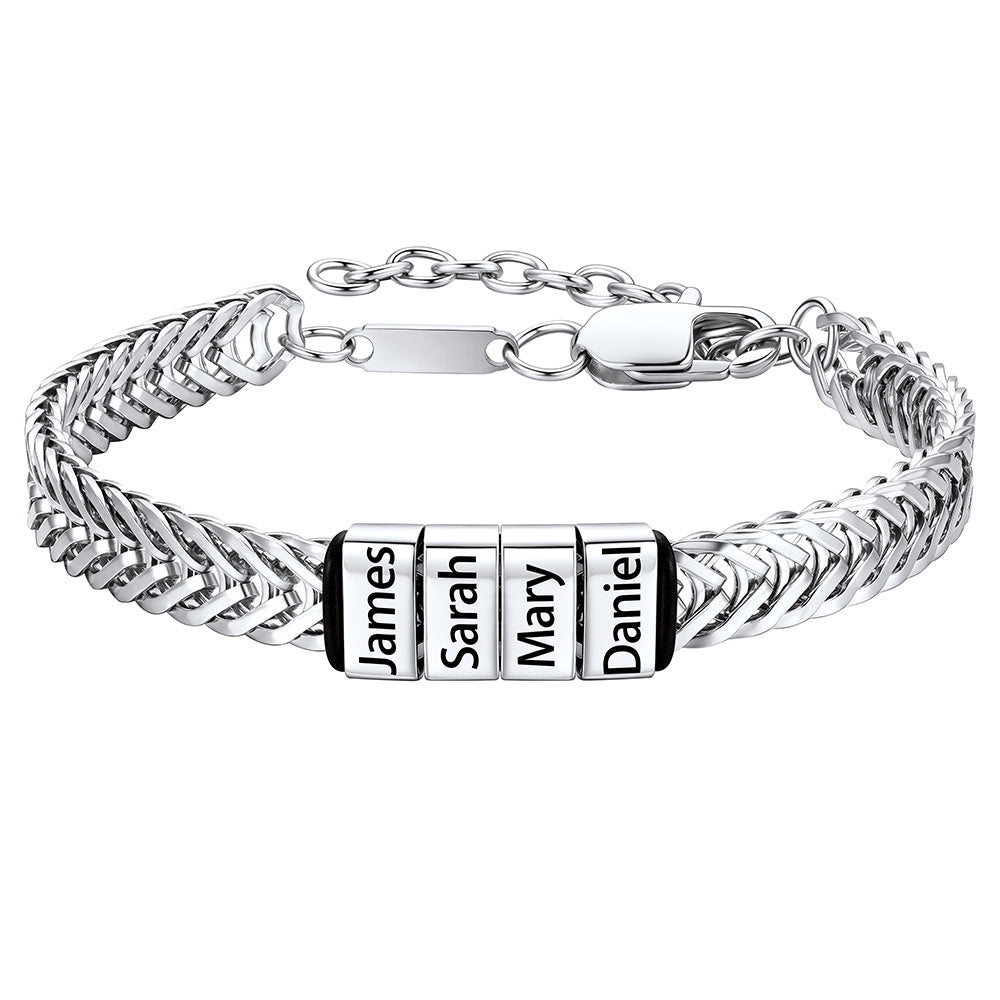 Custom 1-5 Names Chain Bracelet for Men on a white background
