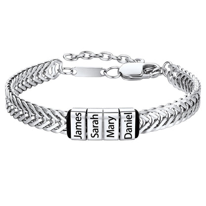 Custom 1-5 Names Chain Bracelet for Men on a white background